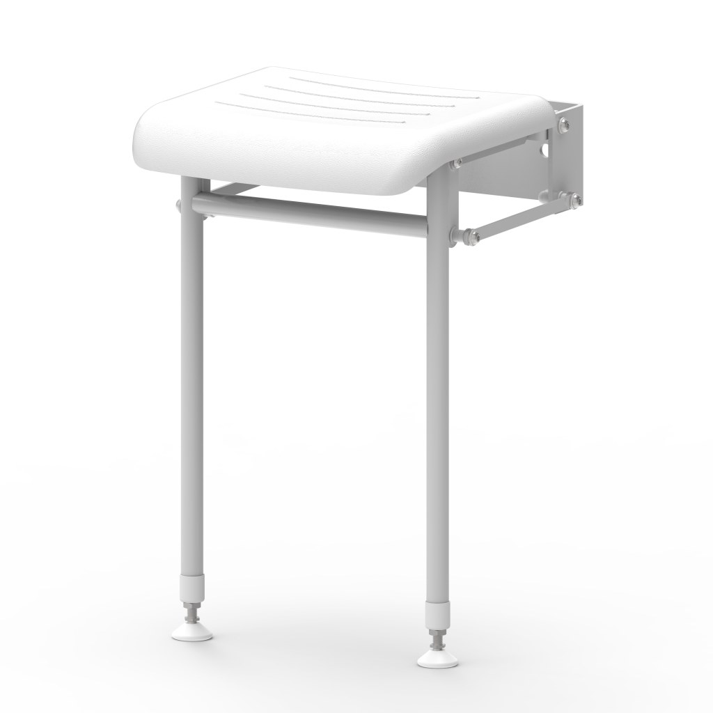 White Compact Padded Wall Mounted Folding Perch Seat Nymas