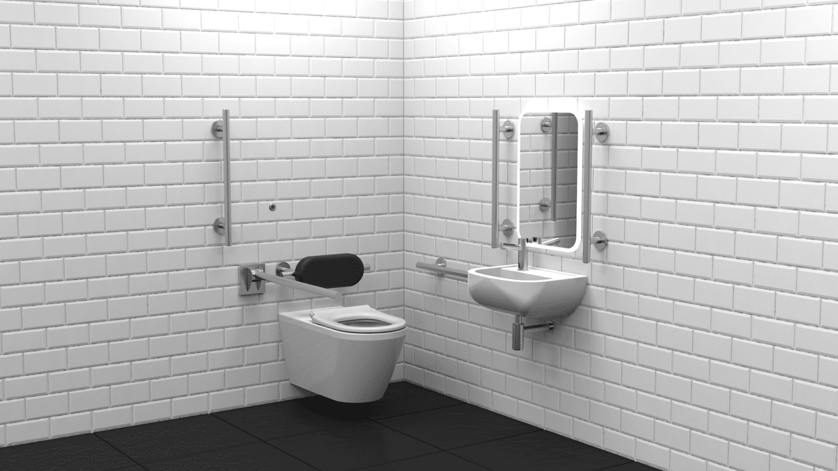 image of a rimless toilet in a bathroom setting